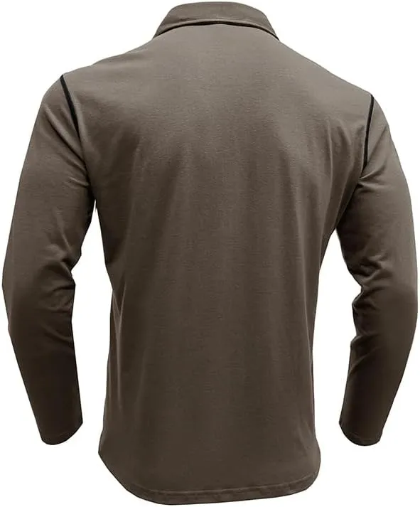 Men's Casual Polo Shirts Classic Long Sleeve Basic Button T-Shirt Lightweight Cotton Golf Tops with Pocket