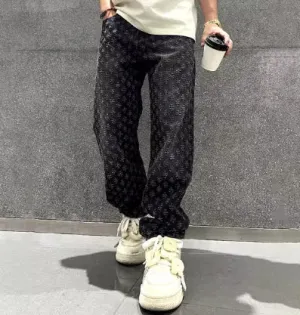 Men's Jacquard Denim Baggy Jeans^