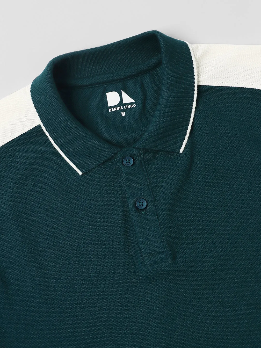 Men's Spread Collar Slim Fit Colorblock Navy T-shirt