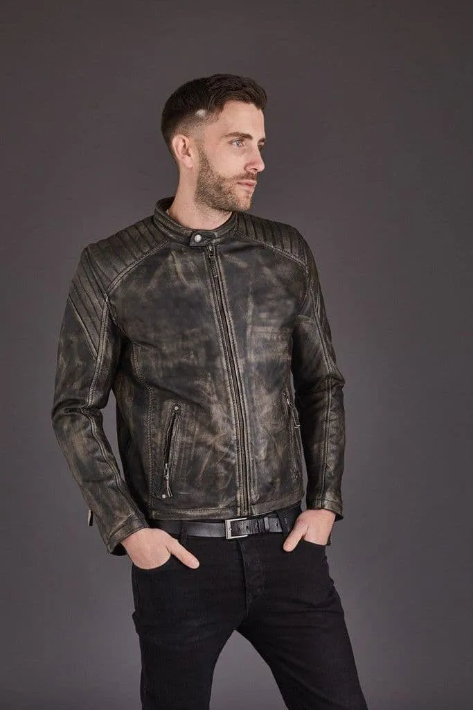 Men's Vintage Style Biker Leather Jacket by TJS