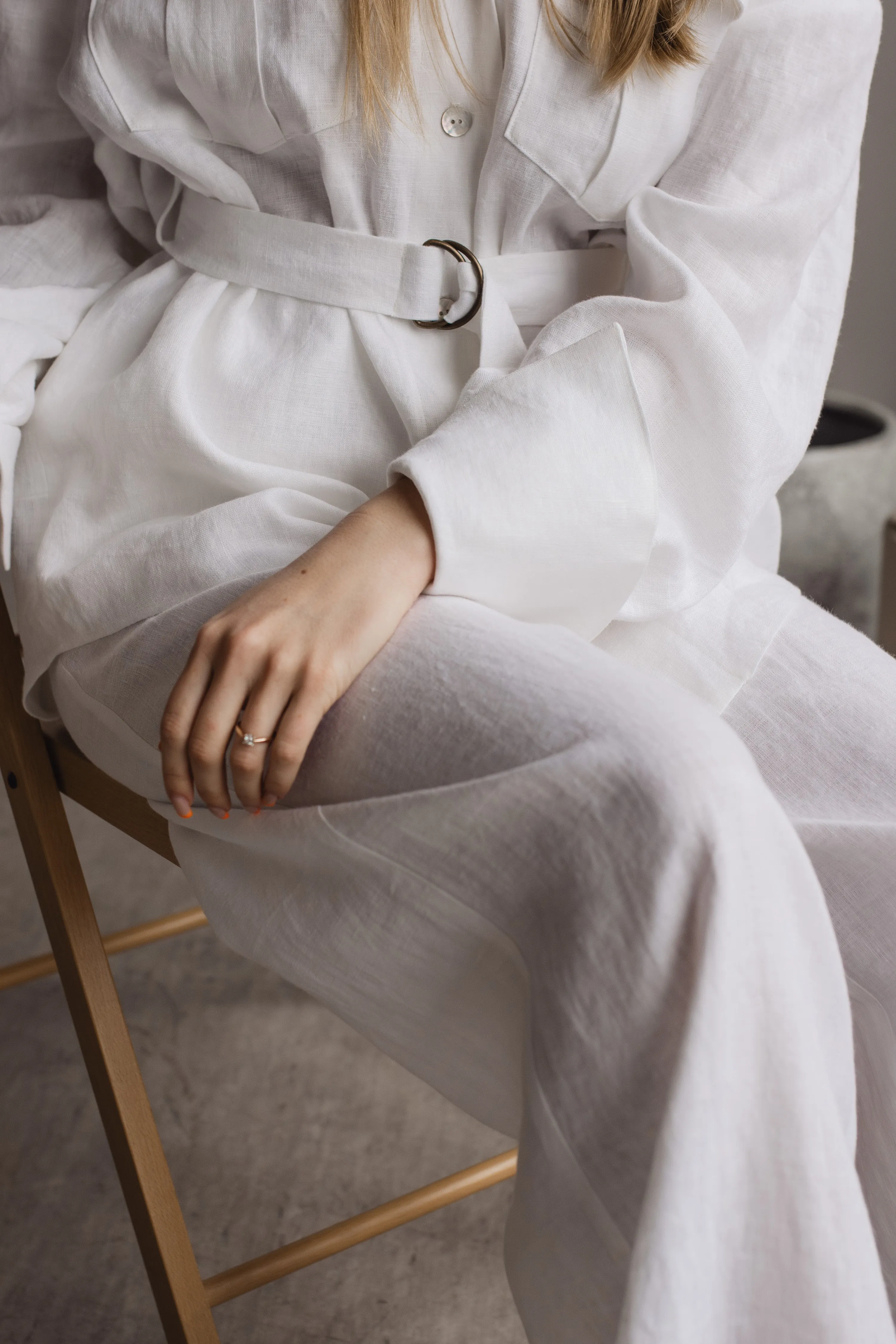 MIA WIDE LEG LINEN PANTS - WHITE