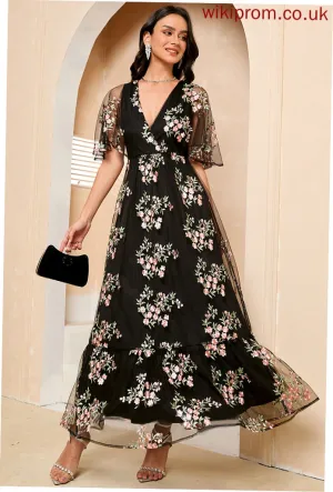 Midi Sharon A-line Short Tulle Club Dresses Elegant V-Neck Sleeves Dresses