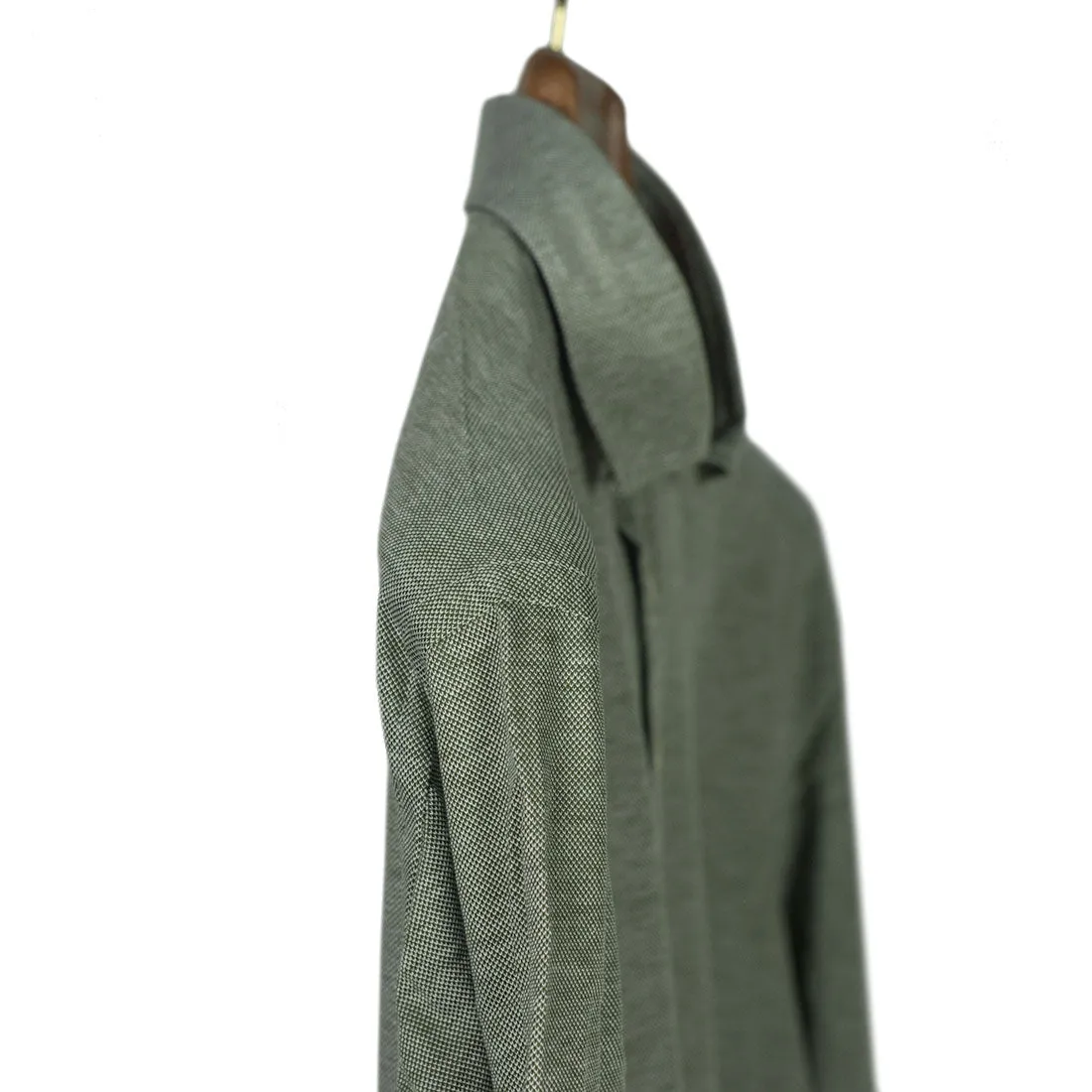 Mixed olive cotton pique long sleeve polo shirt, soft collar
