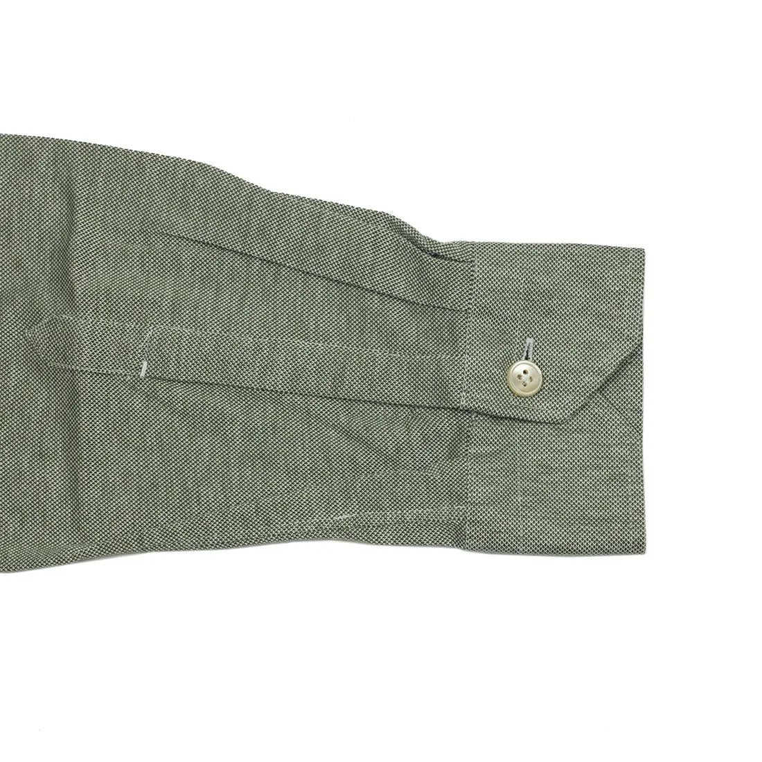 Mixed olive cotton pique long sleeve polo shirt, soft collar