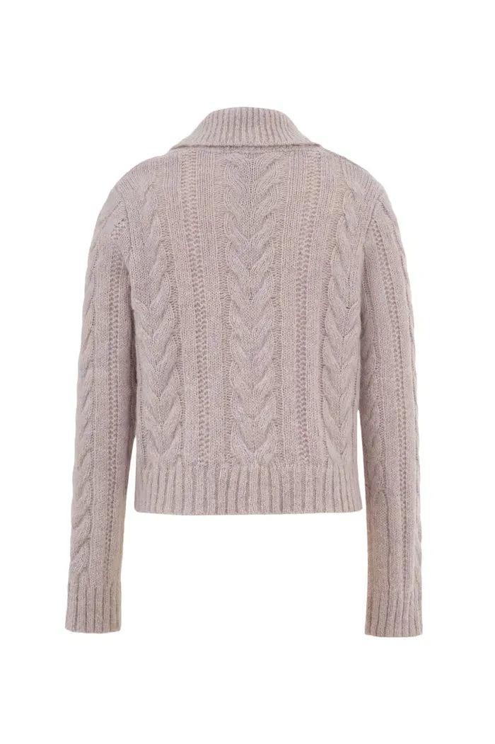 Moon Lapel Sweater in Kid Mohair-Wool Knit