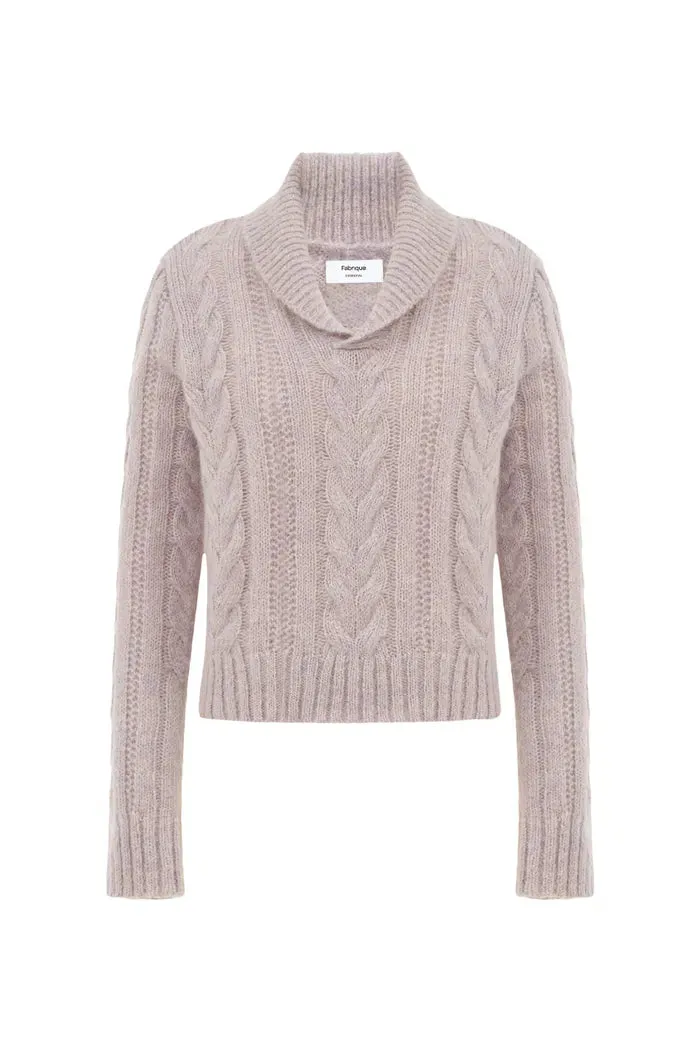 Moon Lapel Sweater in Kid Mohair-Wool Knit