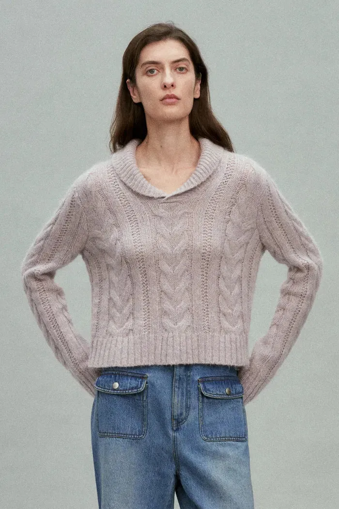 Moon Lapel Sweater in Kid Mohair-Wool Knit