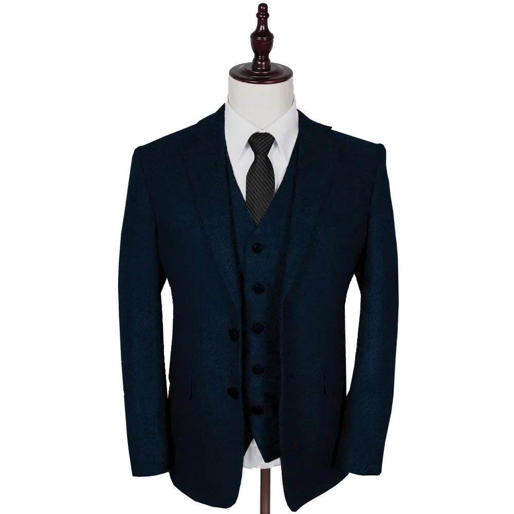 Navy Estate Herringbone Tweed Jacket