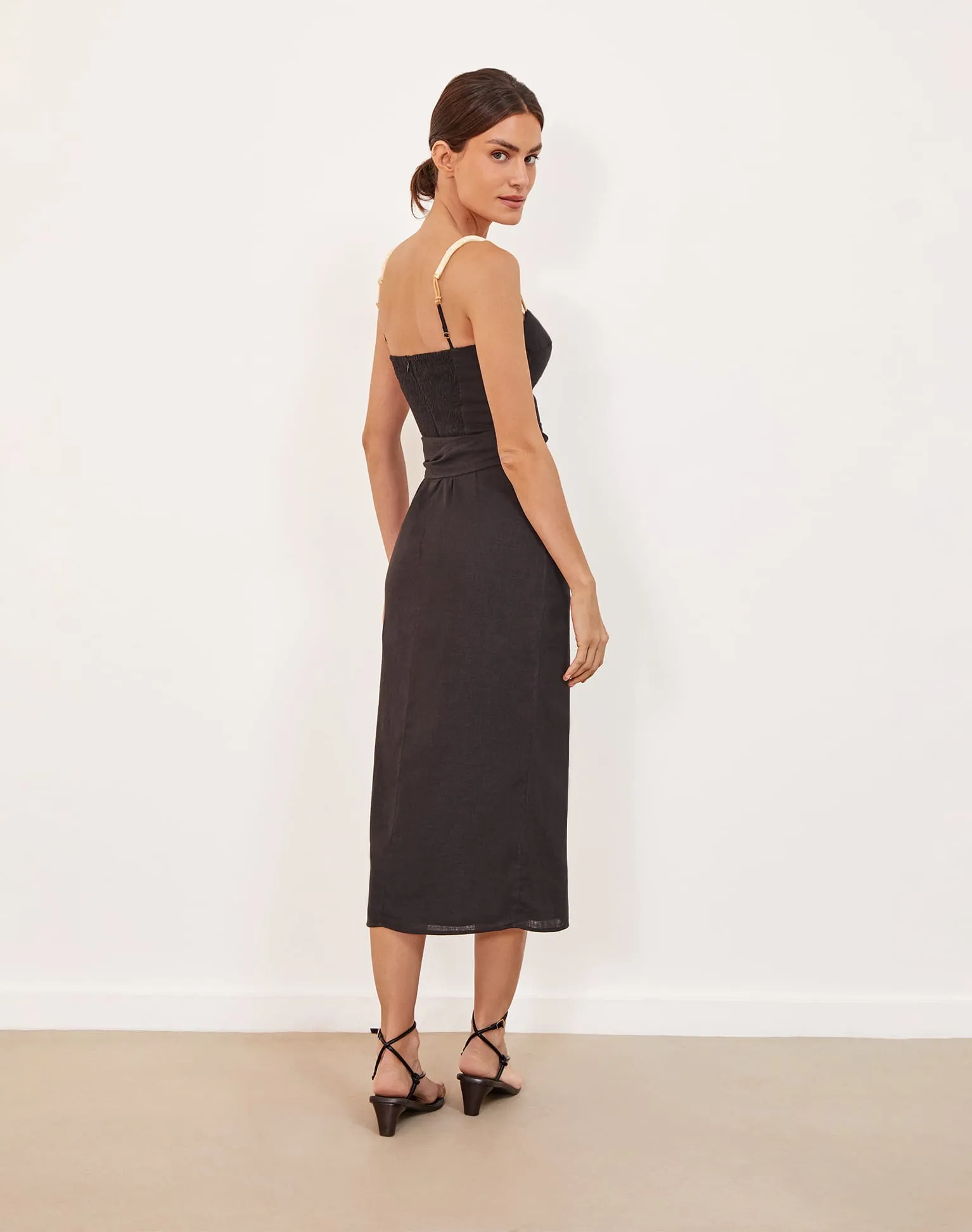 Nila Detail Midi Dress (exchange only) - Black