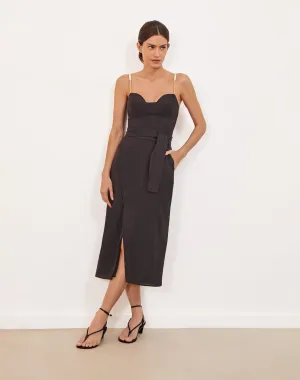 Nila Detail Midi Dress (exchange only) - Black