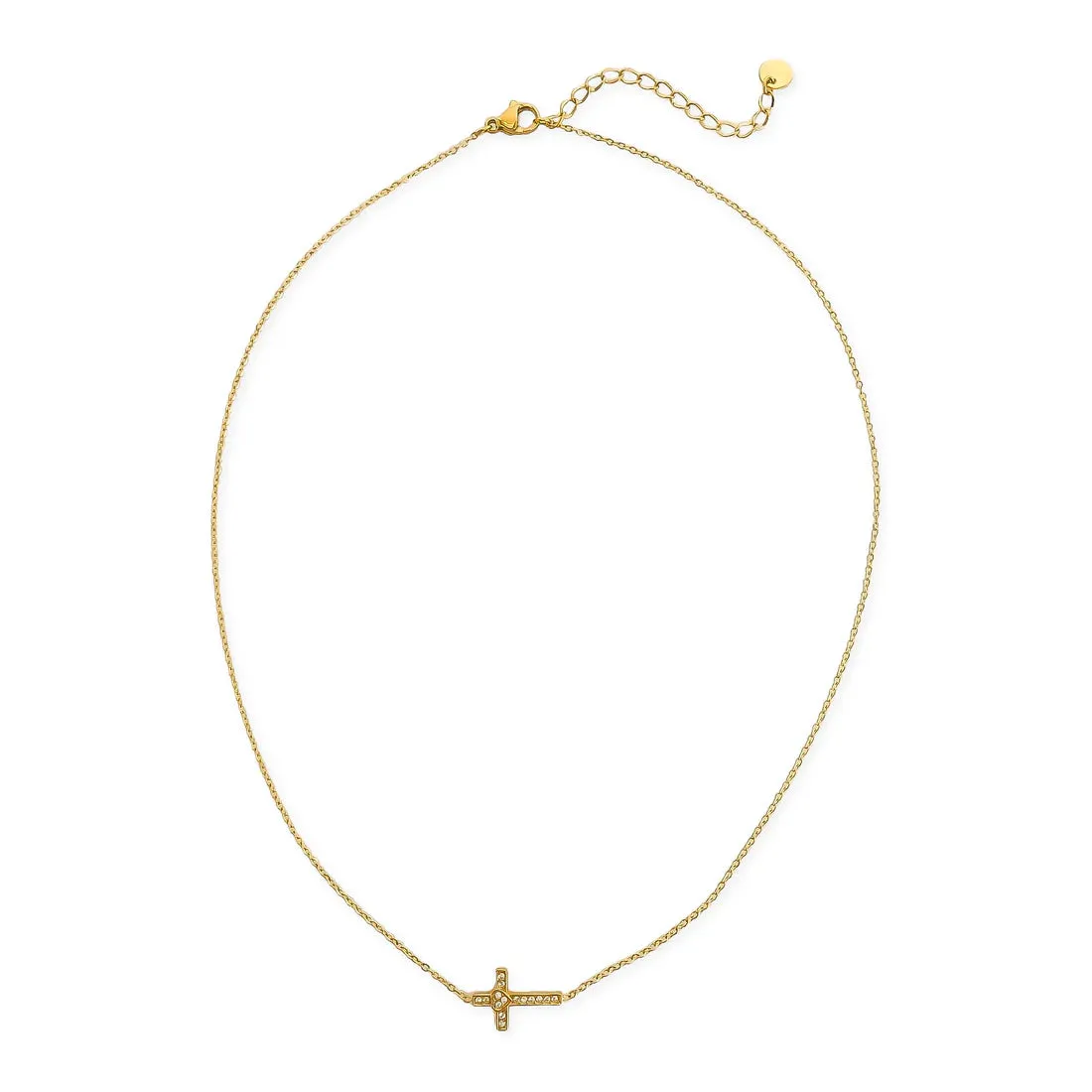 OMG Bling Water Resistant Rhinestone Cross Necklace In Silver Or Gold