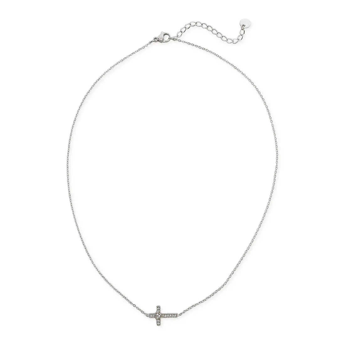 OMG Bling Water Resistant Rhinestone Cross Necklace In Silver Or Gold