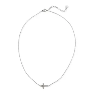 OMG Bling Water Resistant Rhinestone Cross Necklace In Silver Or Gold