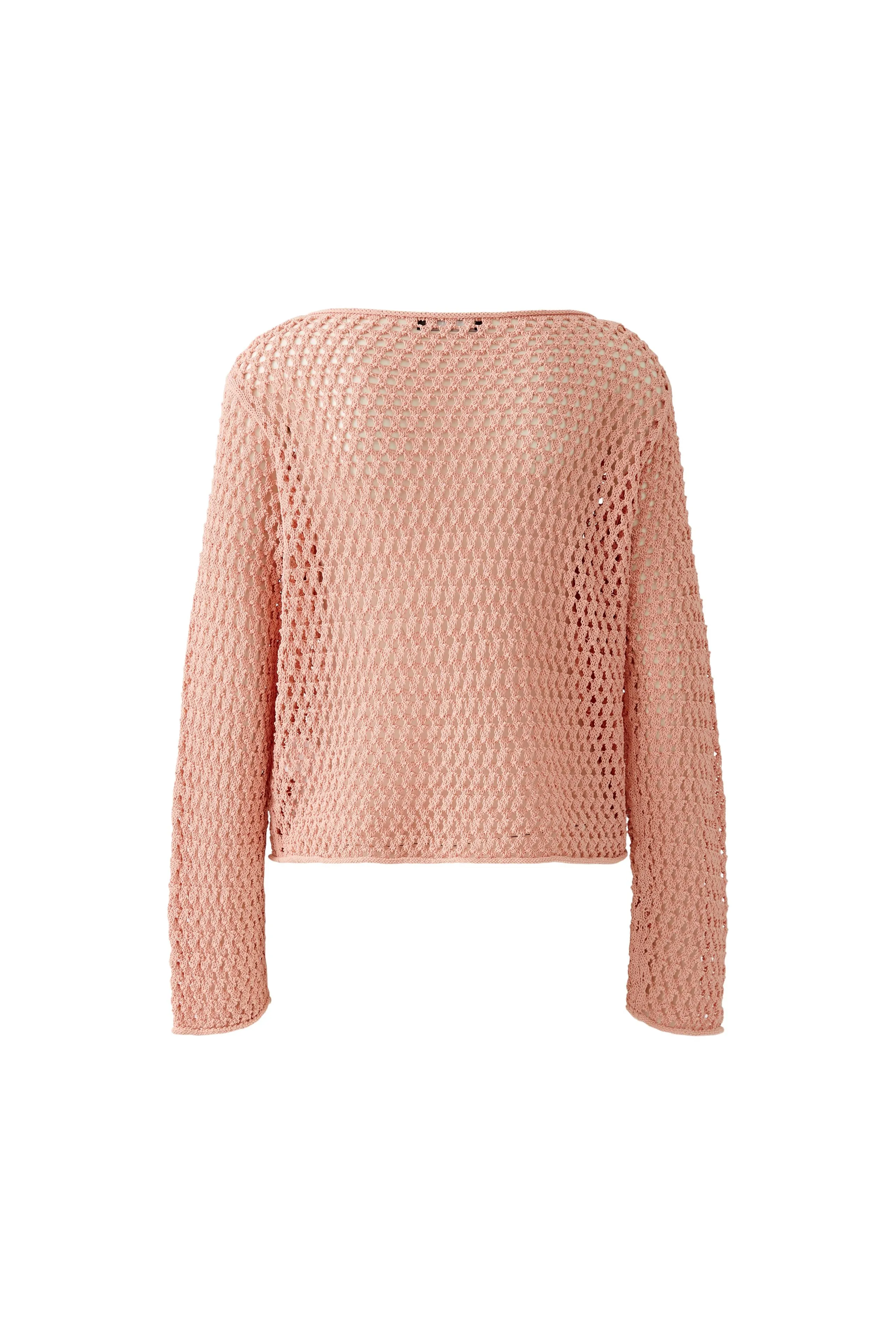 Oui Pink Mesh Knit Long Sleeve Top