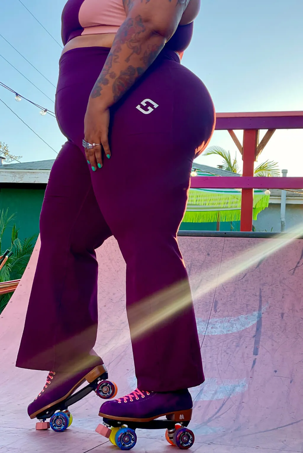 Pocket Flare Leggings - Burgundy - FINAL SALE