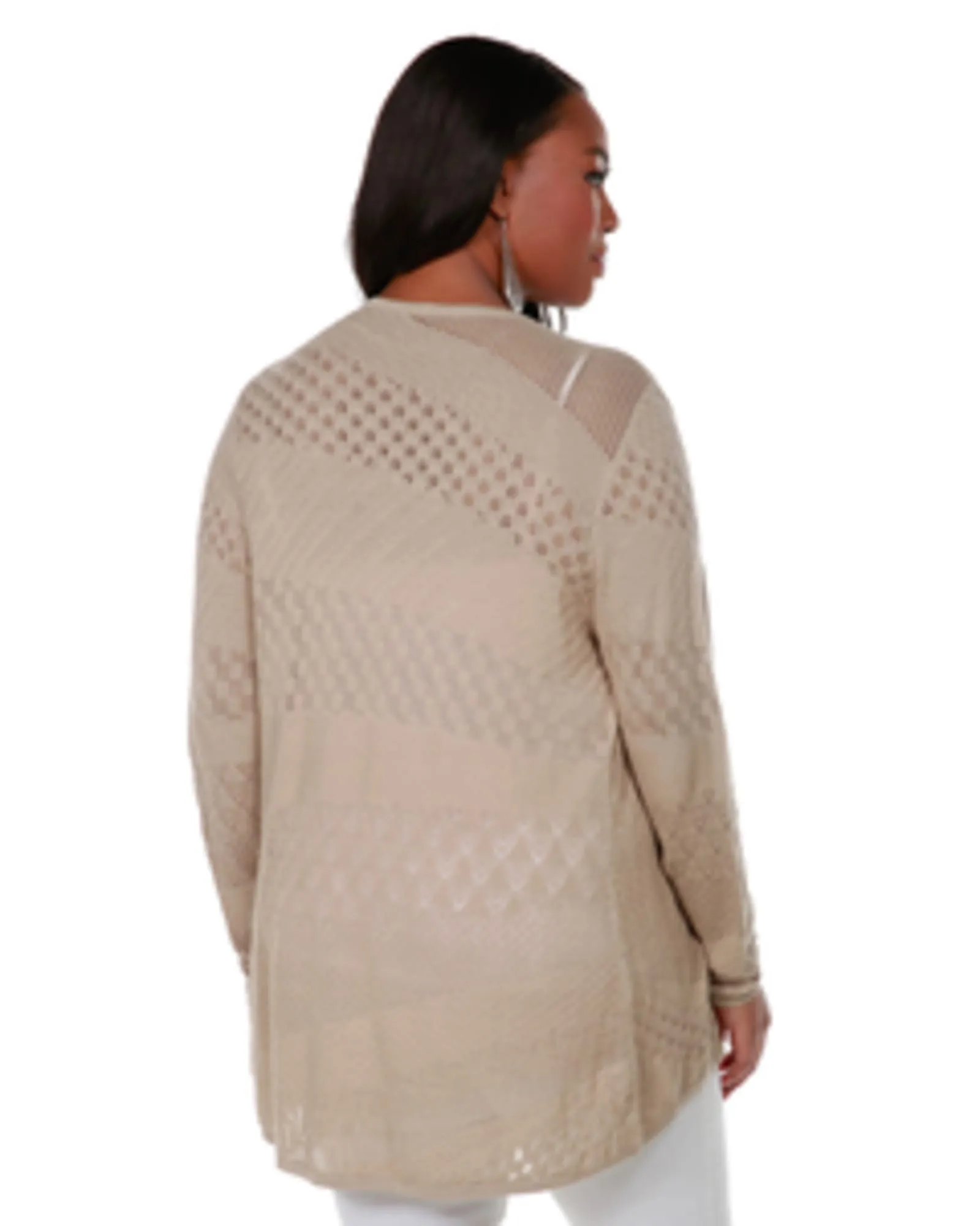 Pointelle-Knit Open-Front Cardigan | FLAX