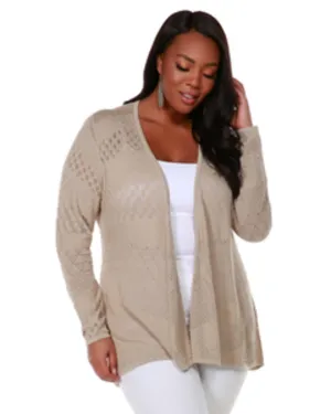 Pointelle-Knit Open-Front Cardigan | FLAX