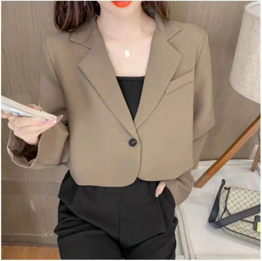 Retro Simple Office Crop Blazers
