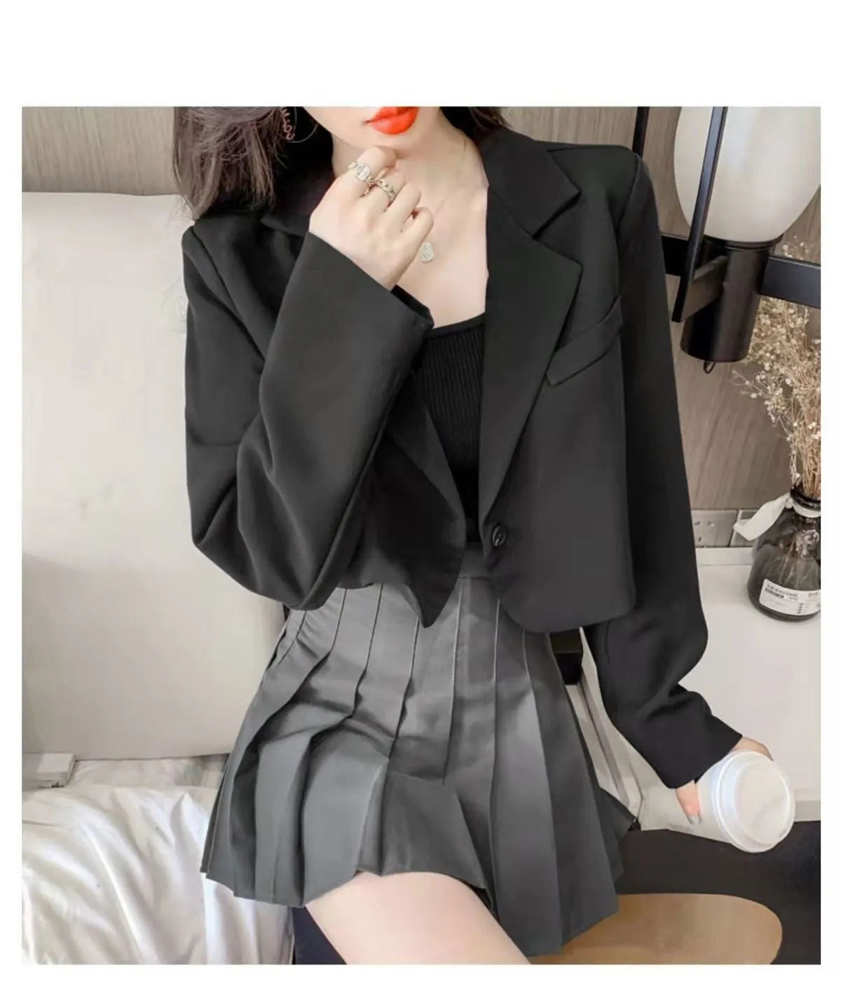 Retro Simple Office Crop Blazers
