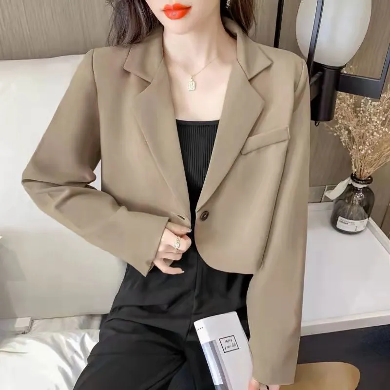 Retro Simple Office Crop Blazers