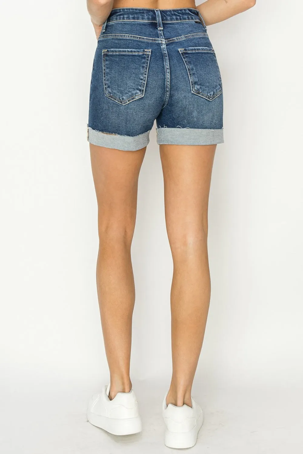 Risen High Rise Cuffed Denim Shorts