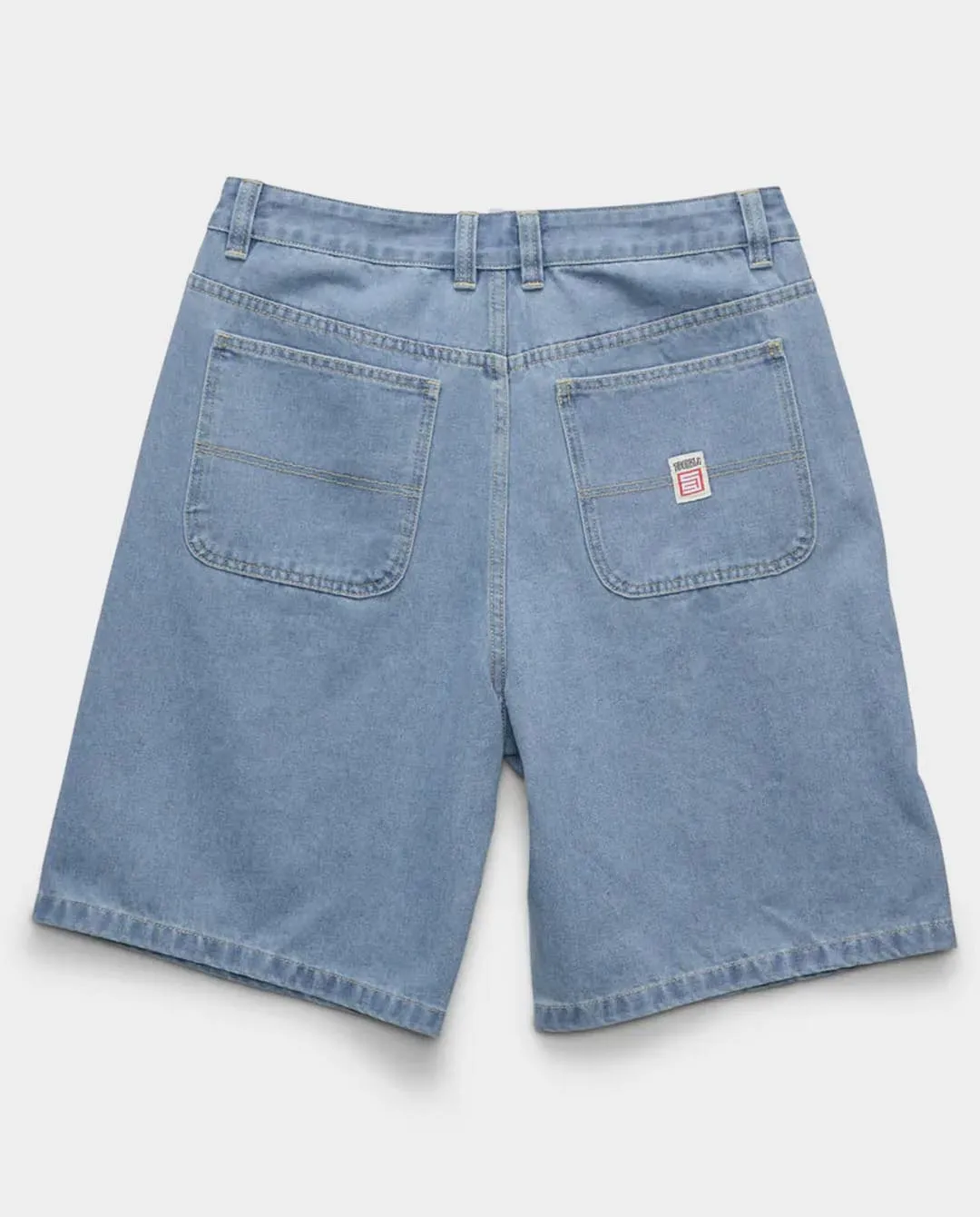 S/Double - Embroidered Denim Standard Short - Mid Blue