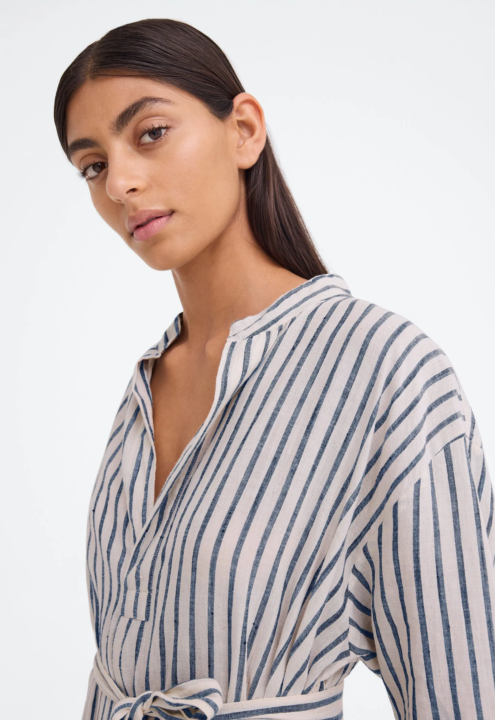Shakespeare Dress - Bold Stripe Nat/Indigo