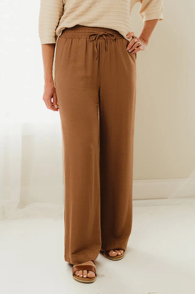 Smocked Waist Wide Leg Pants