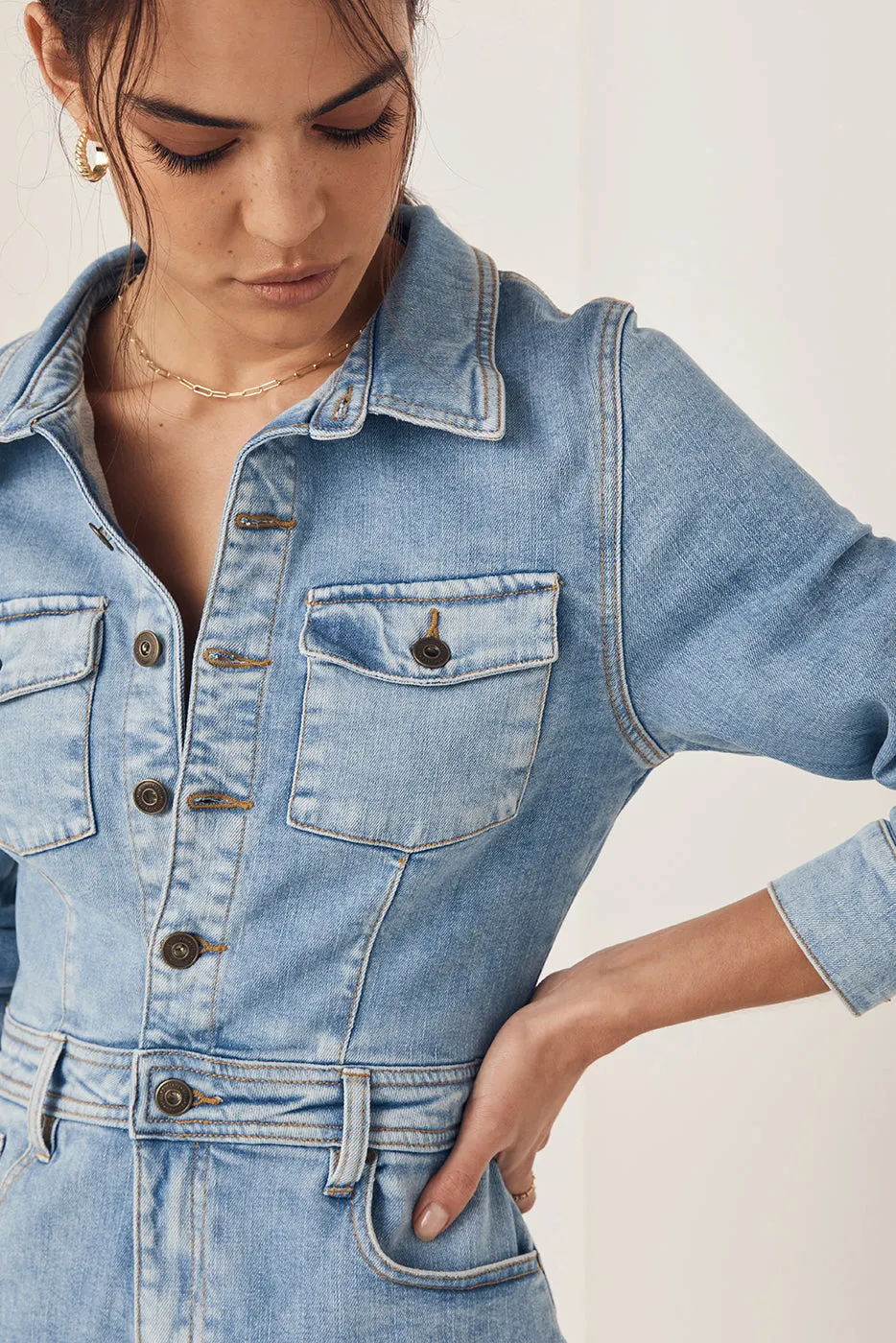 Spell x Outland Denim Long Sleeve Playsuit