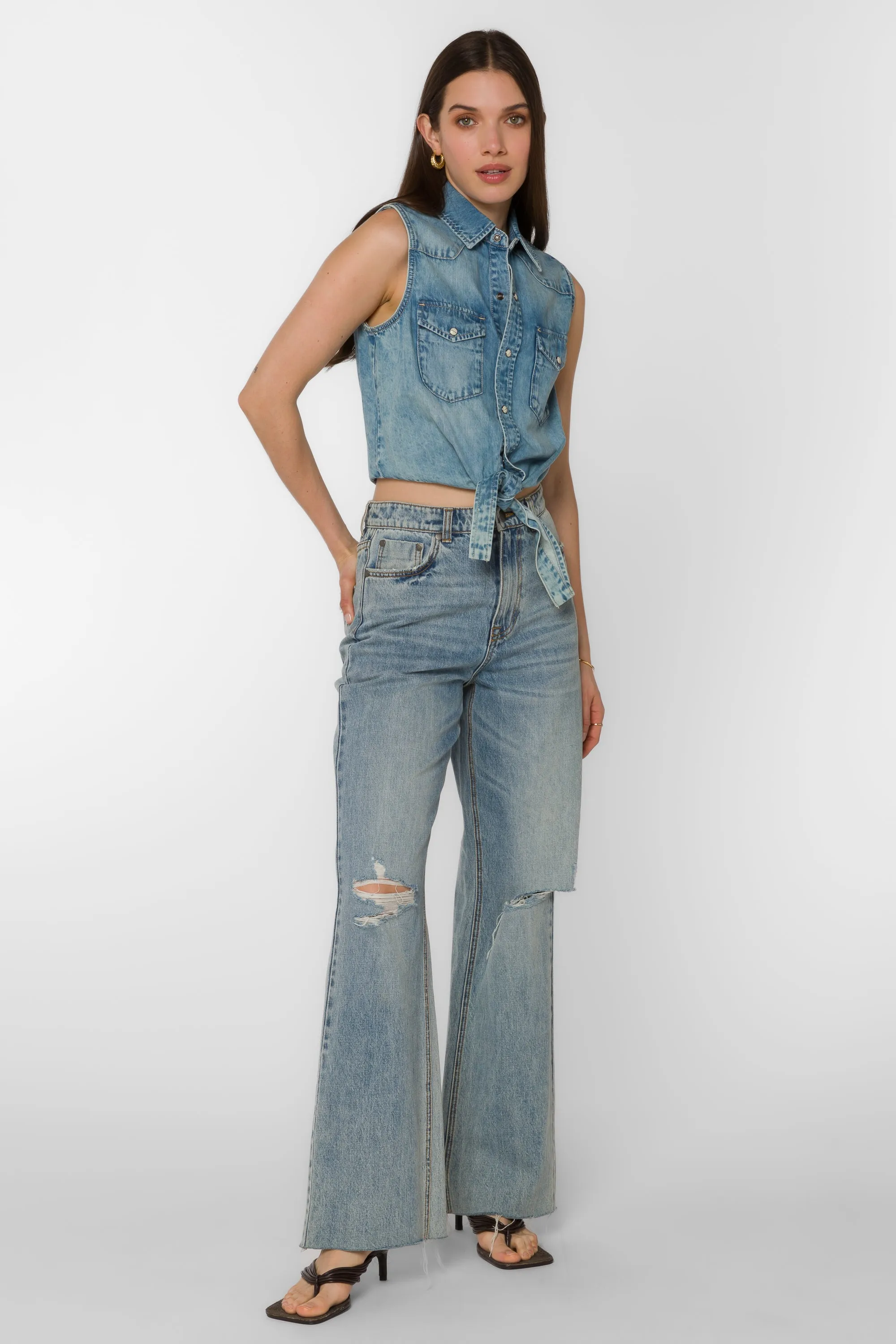 Susan Washed Sandblast Blue Top