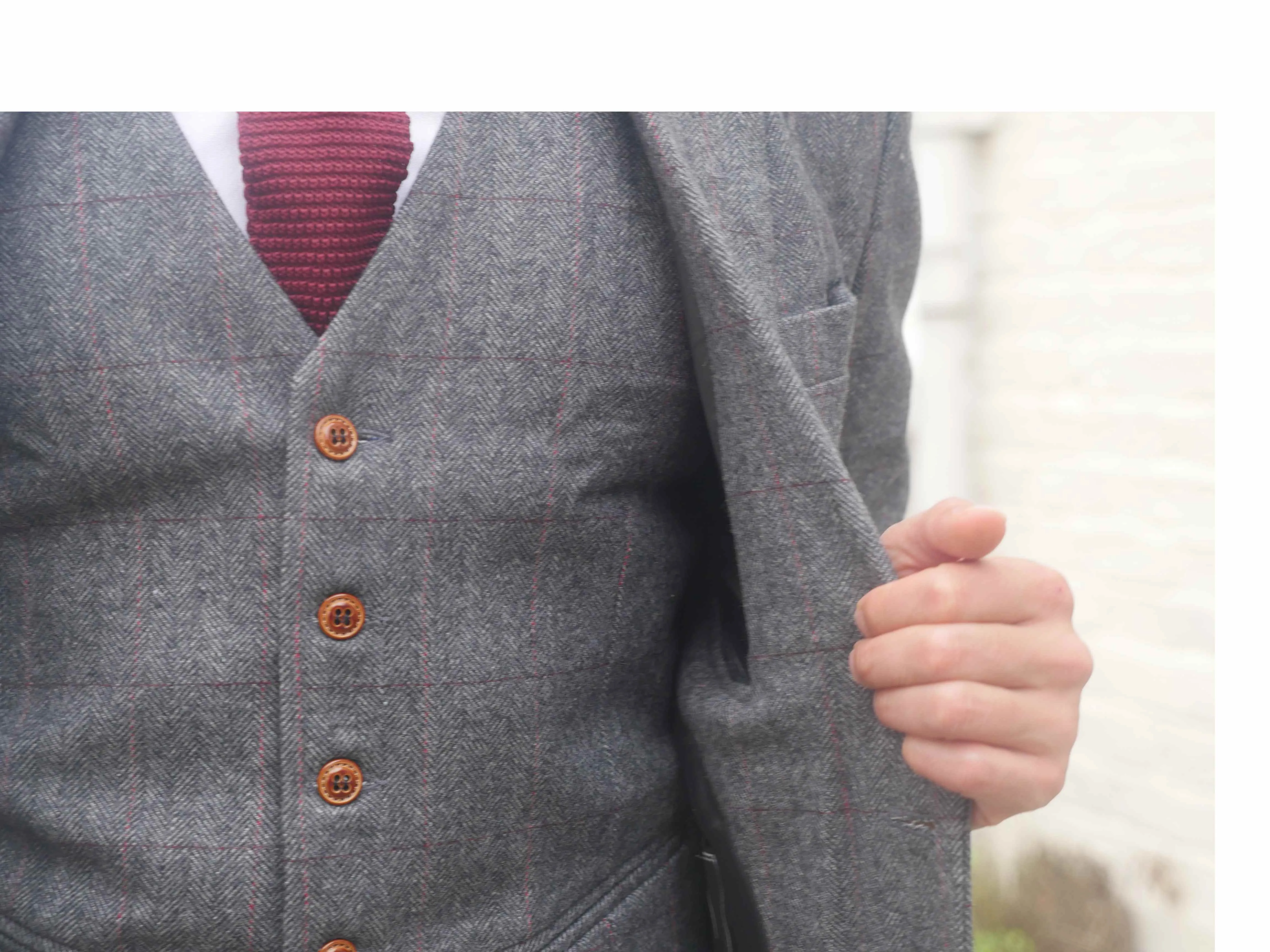Wedding Peaky Grey Estate Herringbone Tweed 2 Piece Suit