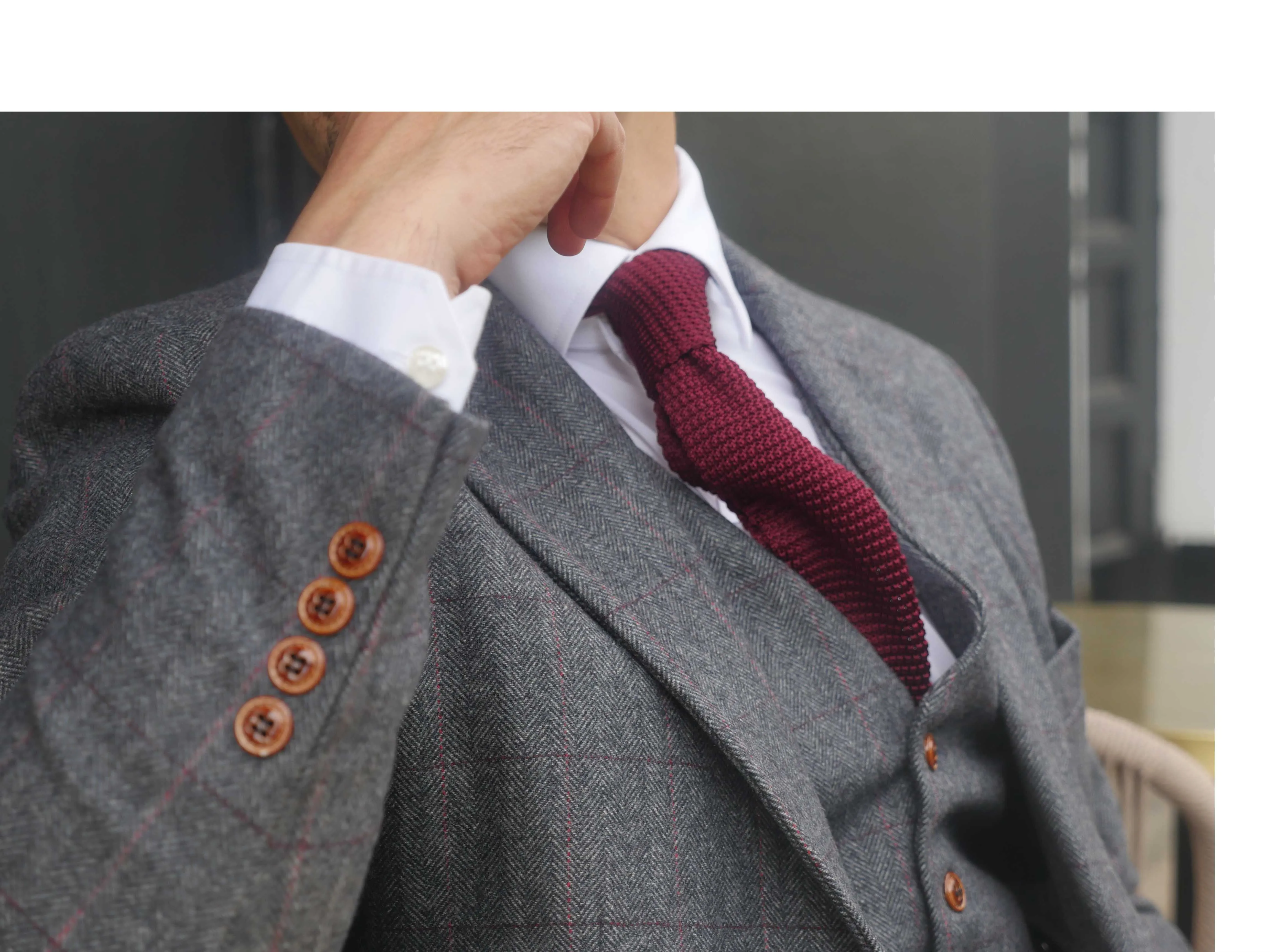 Wedding Peaky Grey Estate Herringbone Tweed 2 Piece Suit